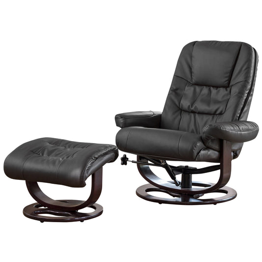 Bonded Leather Swivel Chair with Matching Footstool and Massage Function